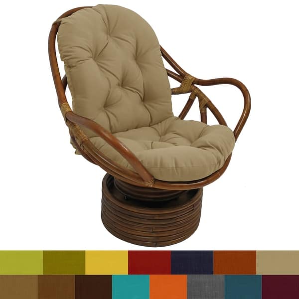 slide 2 of 20, Bali Rattan Swivel Rocker with Solid All-Weather Cushion