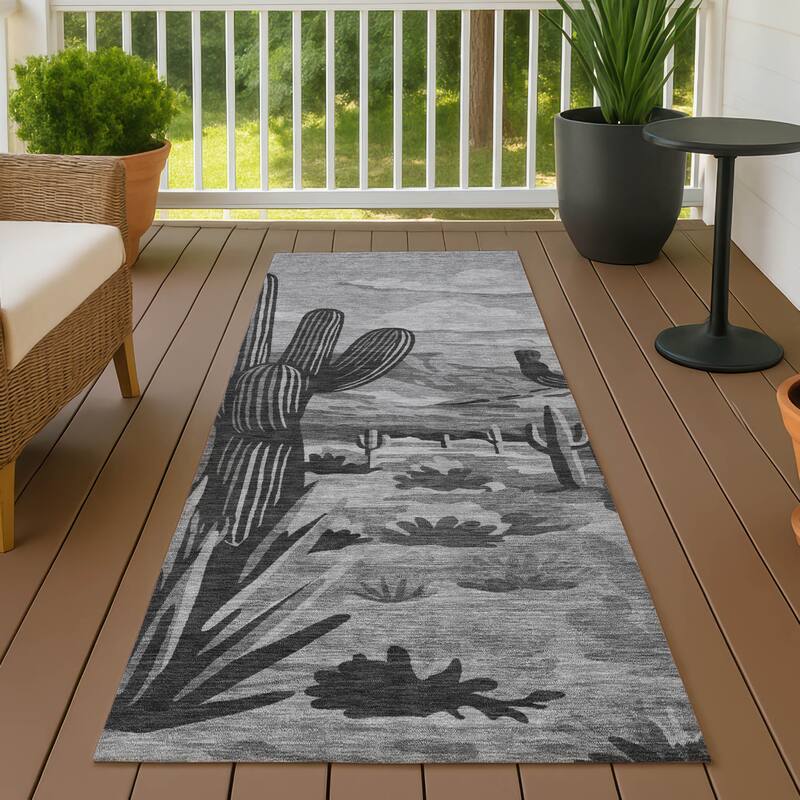 Machine Washable Indoor/ Outdoor Southwestern Mesa Chantille Rug - Gray - 2'3" x 7'6"