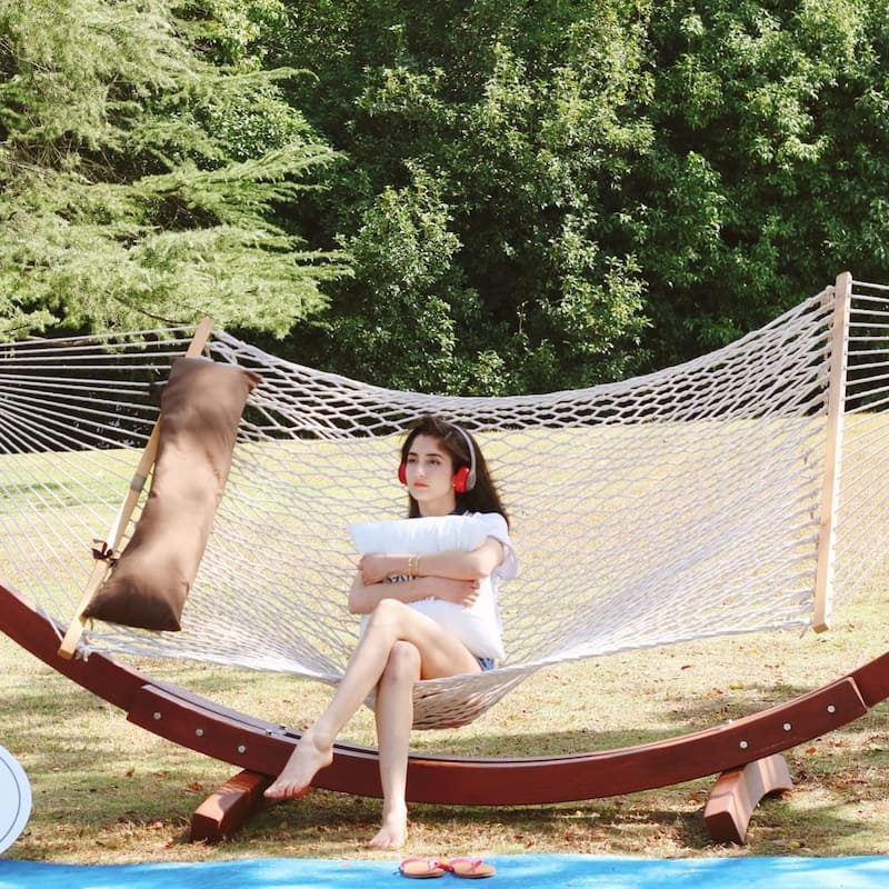 13FT Double Rope Hammocks, Traditional Hand Woven Cotton Hammock