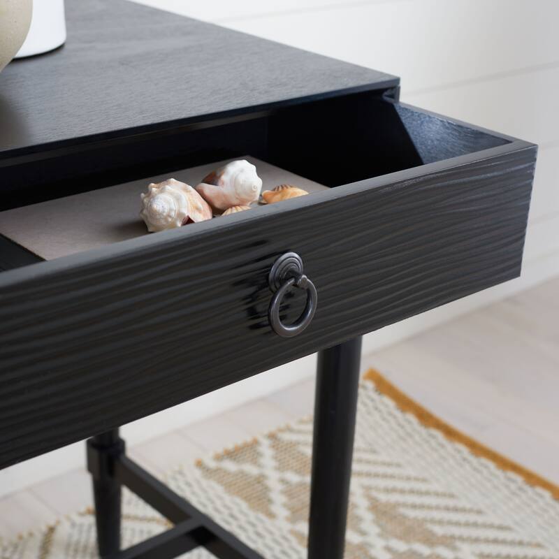 SAFAVIEH Kizzie 1-Drawer Accent Table - 19" W x 15.8" L x 26" H - 19Wx16Dx26H - Black