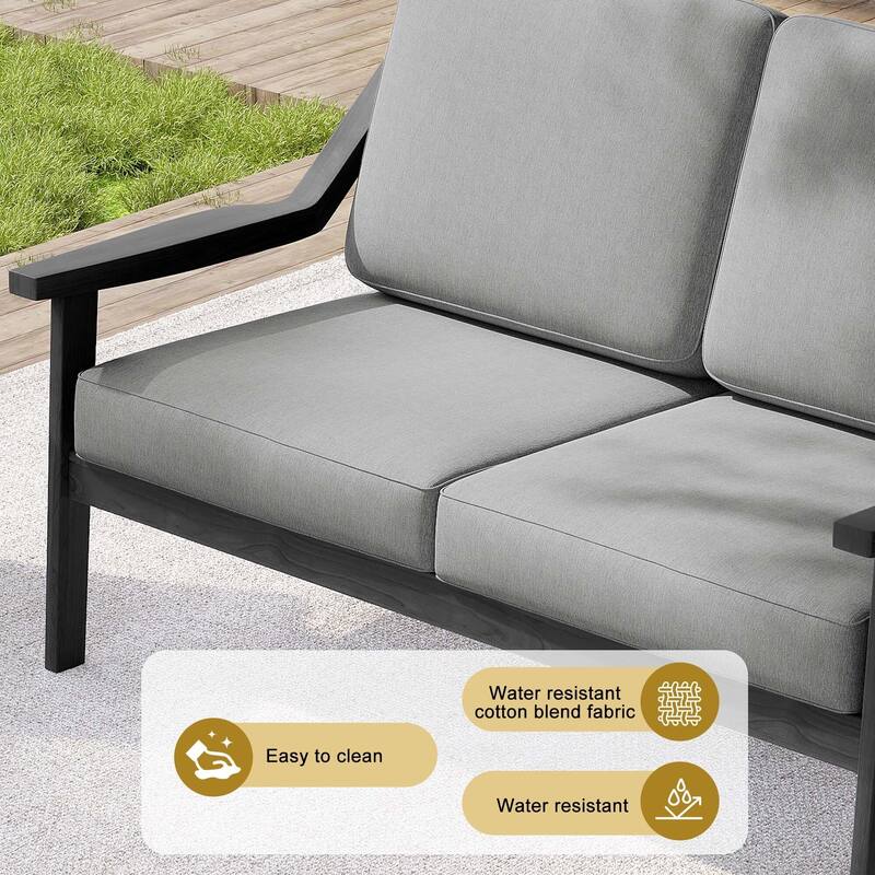 Outdoor Teak Wood Slat Back Patio Loveseat Sofa