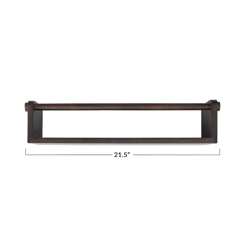 Mango Wood Wall Shelf with Rod, Espresso Finish