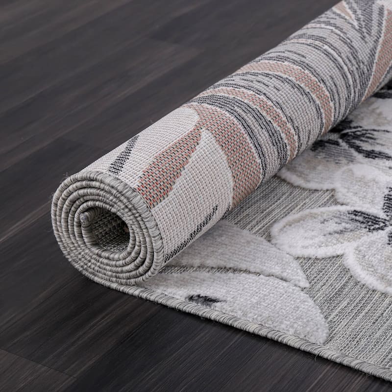 VILLADECOR Leaf Indoor Outdoor Area Rug Low High Pile Rugs For Patio
