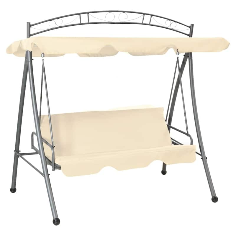 vidaXL Patio Swing Chair Outdoor Bench with Canopy and Cushion Swing Seat - Sand white