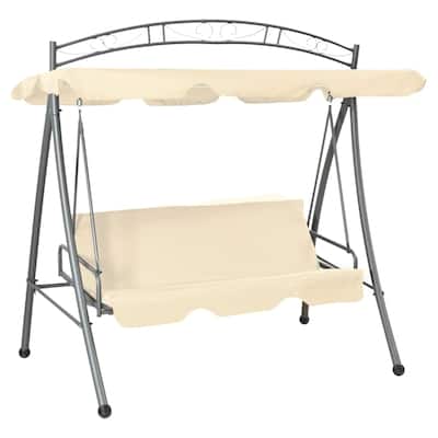 vidaXL Patio Swing Chair Outdoor Bench with Canopy and Cushion Swing Seat