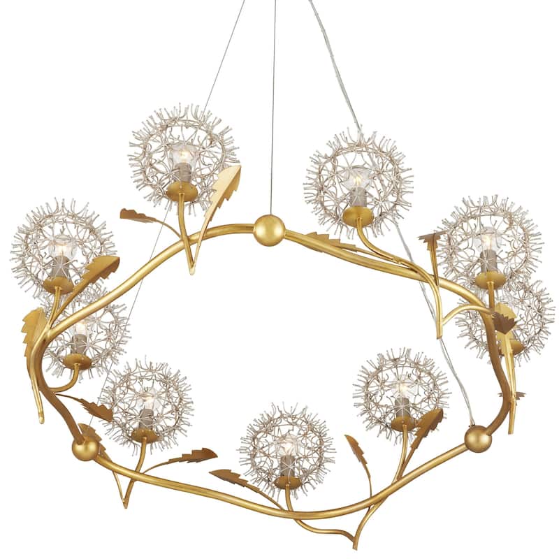 Currey & Company Dandelion Silver & Gold Chandelier - 15"h x 38.5"dia