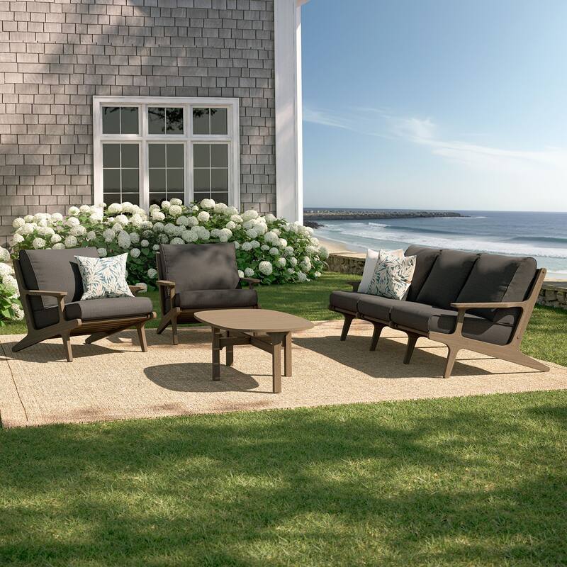 Saratoga 4-Piece Outdoor Patio Teak Wood Furniture Set
