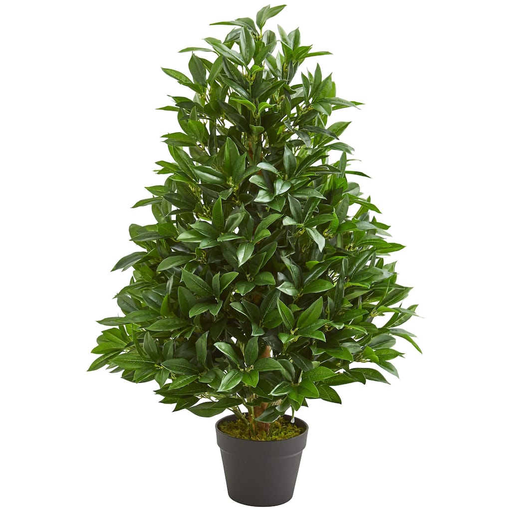3' Bay Leaf Artificial Topiary Tree UV Resistant (Indoor/Outdoor) - Green