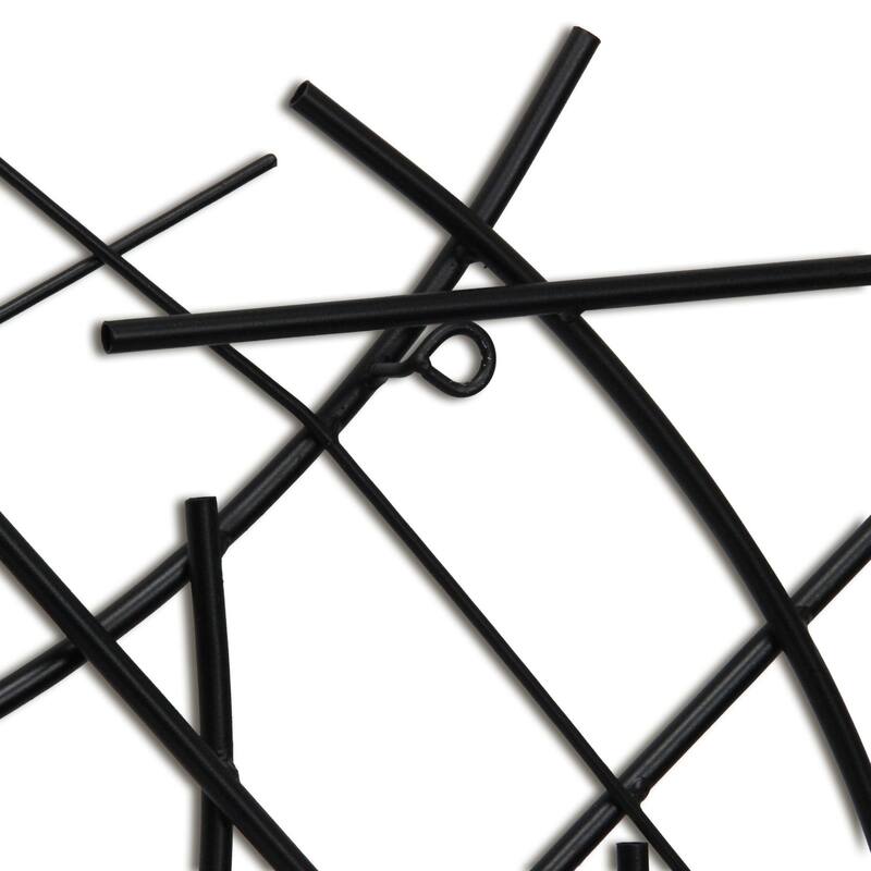 HomeRoots 24" X 44" Black Abstract Lines Metal Hanging Dimensional Sculpture