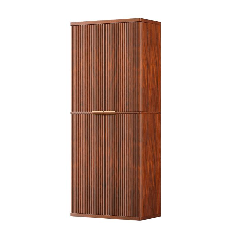 GDF Studio - Avalon Modern Fluted Tall Kitchen Pantry Cabinet with Six Shelves