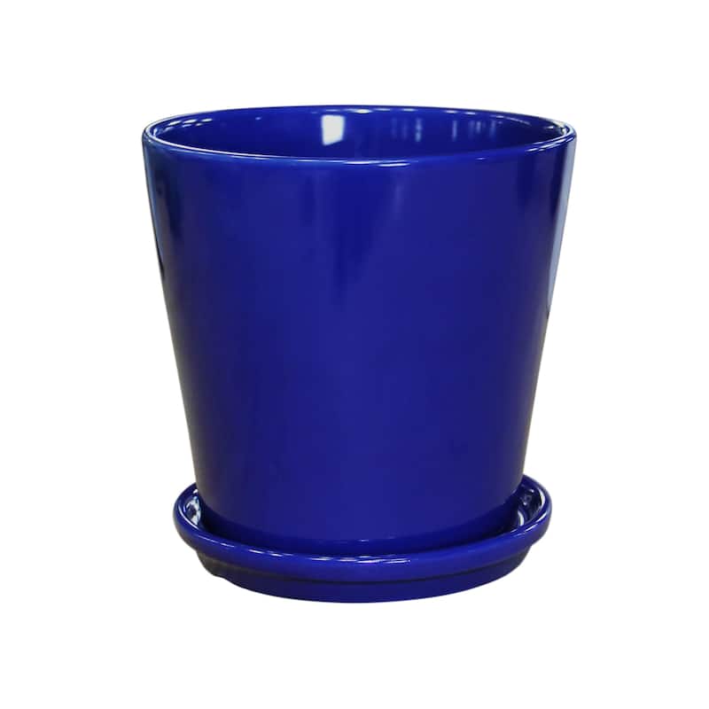 Pansy Ceramic Planter Set with Dish 2-pack