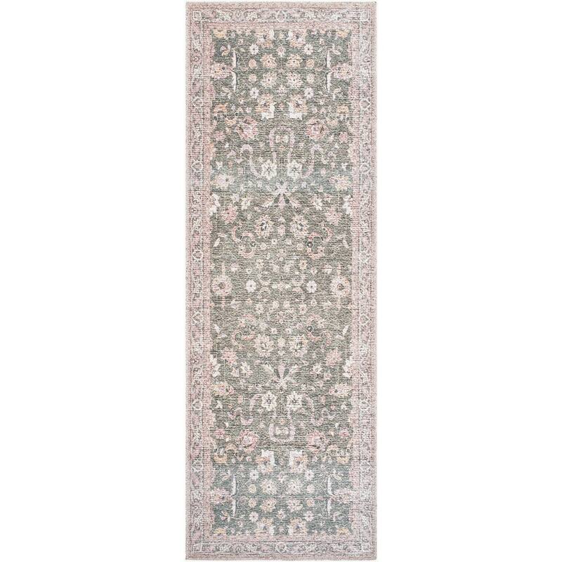 Livabliss Vinny Traditional Medallion Washable Area Rug - Sage - 2' 7" x 7' 10"