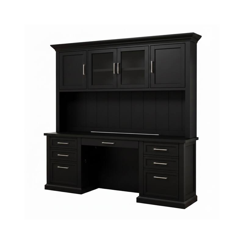 Abby Modern Wood Hutch with Doors - Black