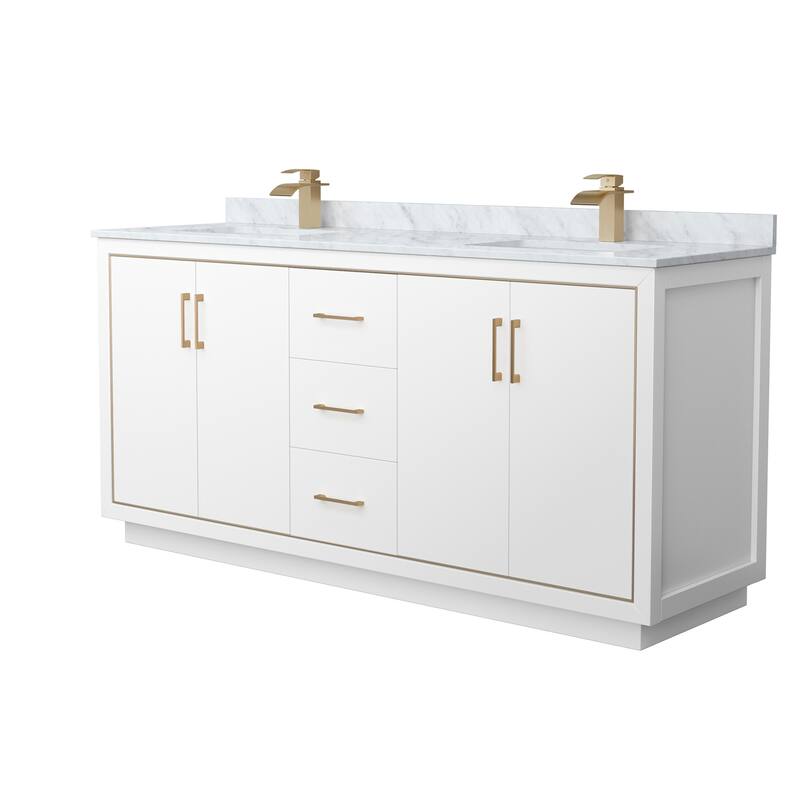 Wyndham Collection WCF1111-72D-NAT-MXX Icon 72" Free Standing Double - White / Satin Bronze Hardware