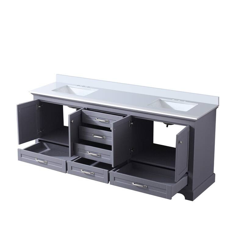 Dukes 80 in. W x 22 in. D Dark Grey Double Bath Vanity and White Quartz Top
