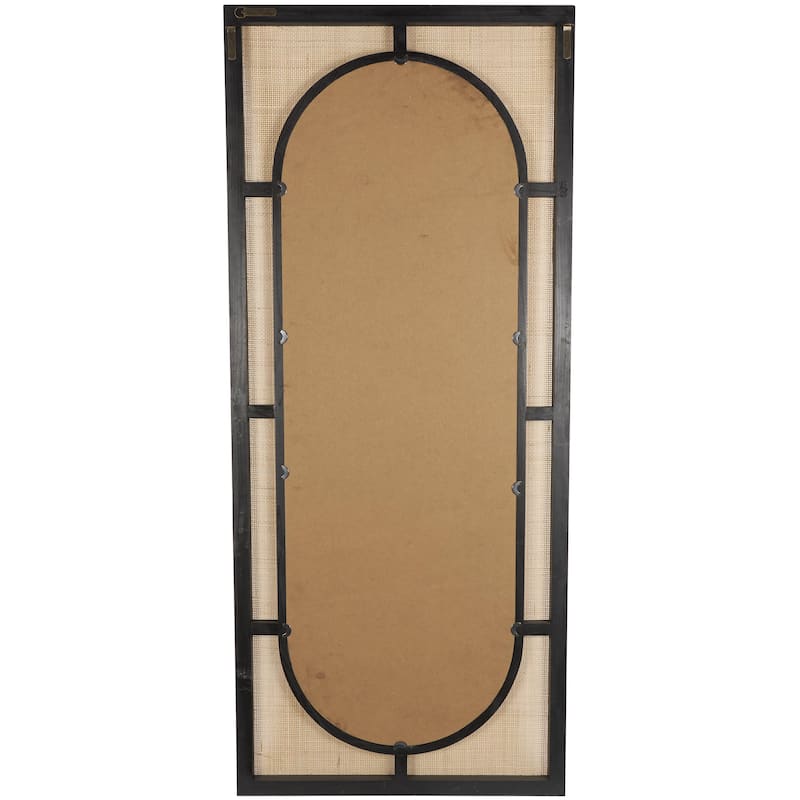 Rattan Wall Mirror with Black Accent Frames - Brown - Roche River Decor