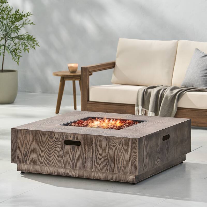 Wellington Outdoor 50,000 BTU Square Fire Pit (No Tank Holder) by Christopher Knight Home - Brown/Multi