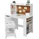 preview thumbnail 3 of 6, Wooden Study Desk and Chair Set for Kids,White Learning Table , Bulletin Board, and Cabinets , for Boys and Girls Ages 3-8