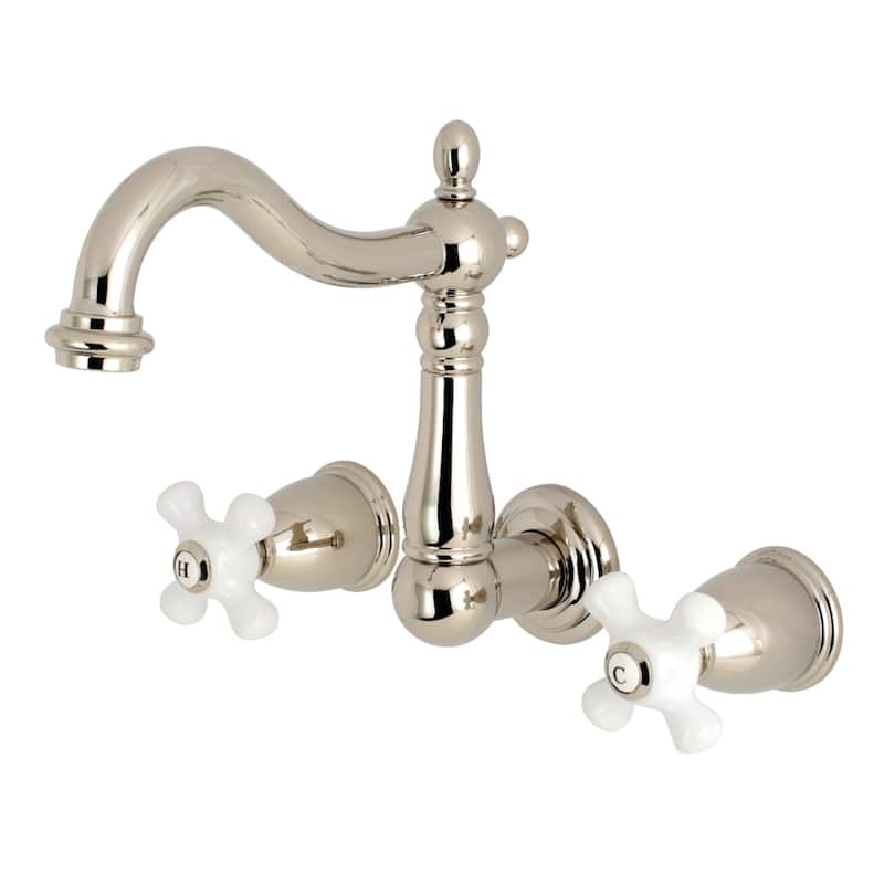 Heritage Two-Handle 3-Hole Wall Mount Bathroom Faucet - Polished Nickel