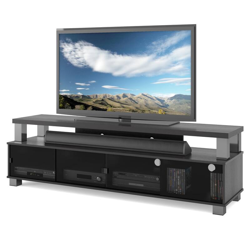 Extra-Wide TV Stand with Open and Closed Glass Storage, for TVs up to 95-Inches