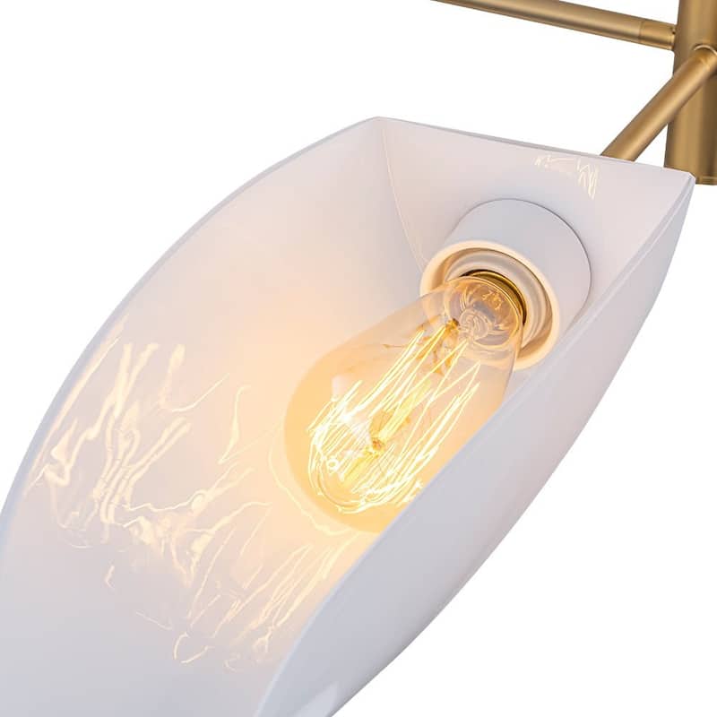 Modern 8-Light Opal Glass Tiered Chandelier - 42.5in