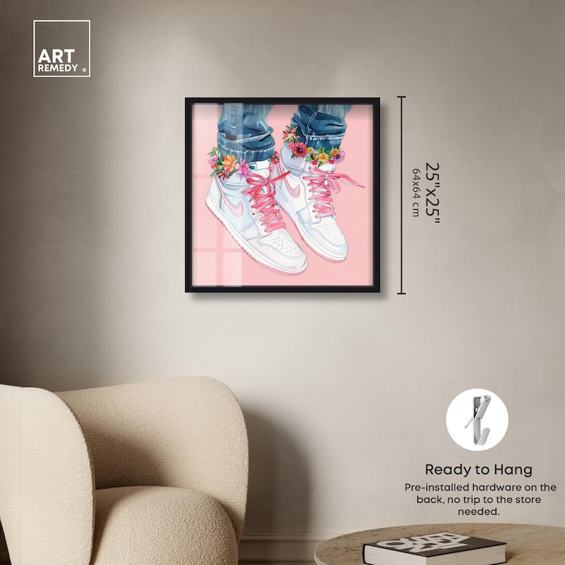 Blush Floral Bloom Sneakers Shadowbox by Art Remedy