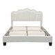 preview thumbnail 44 of 48, Twin/Full Size Upholstered Bed Frame with Flower Shaped Headboard, Elegant Platform Bed with Wooden Slats Support & LED Light