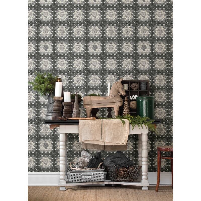 Chesapeake Maud Grey Crochet Geometric Wallpaper