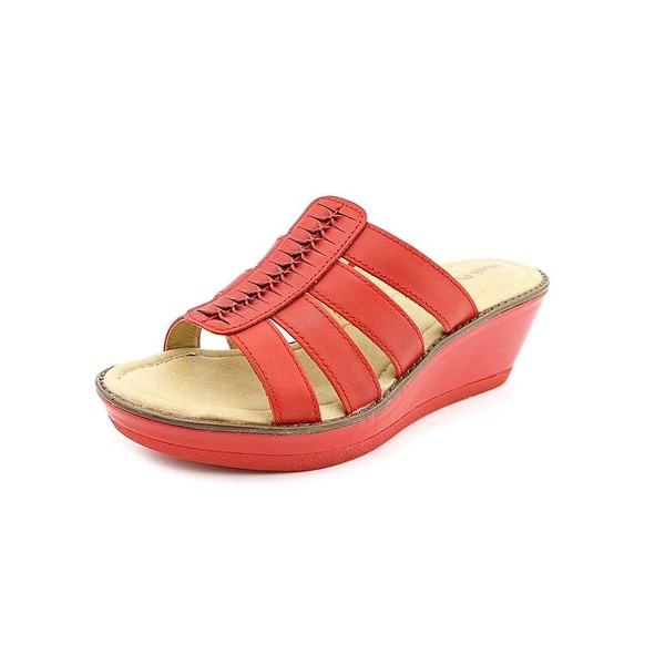 Hush Puppies Womens Roux Slide Leather Open Toe Casual Platform Sandals