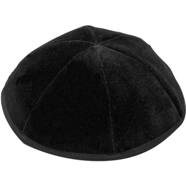 6 Part Black Yarmulke With Rim Size 4