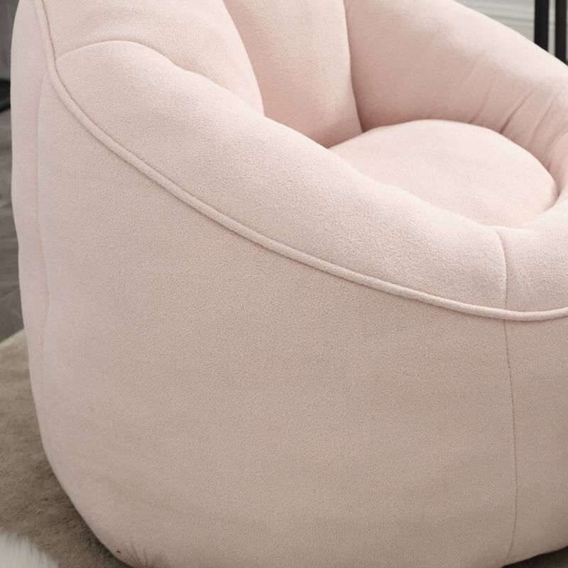Pink Modern 40" Microfiber Upholstered Accent Chair with Ottoman and Padded Foam Padding Compressed for Living Room