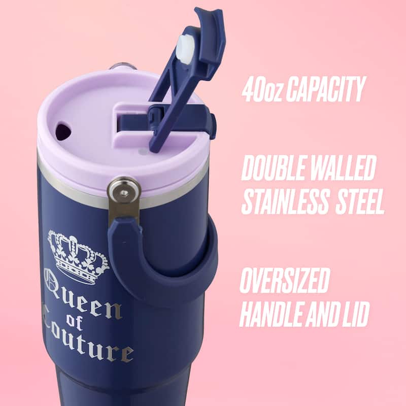 Juicy Couture Flip Fusion Hydration Stainless Steel Screw Top Tumbler with Flip Handle