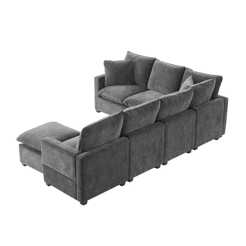 Modern Chenille Multi-Seat Sectional Sofa