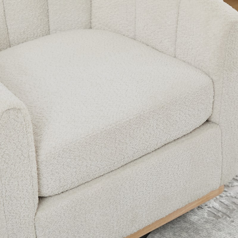 Modern Cushioned Metal Base 360° Swivel Chair, Upholstered Barrel Chair, Club Armchair for Living Room, Family Room, Bedroom