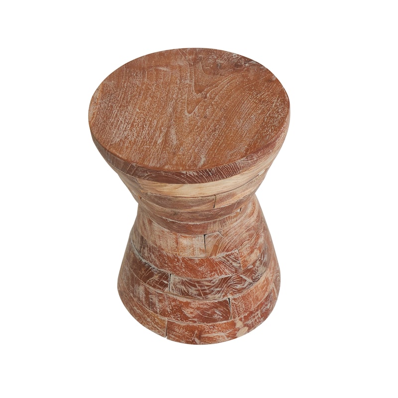 Teak Wood Intricately Carved Accent Table - Brown - Roche River Decor