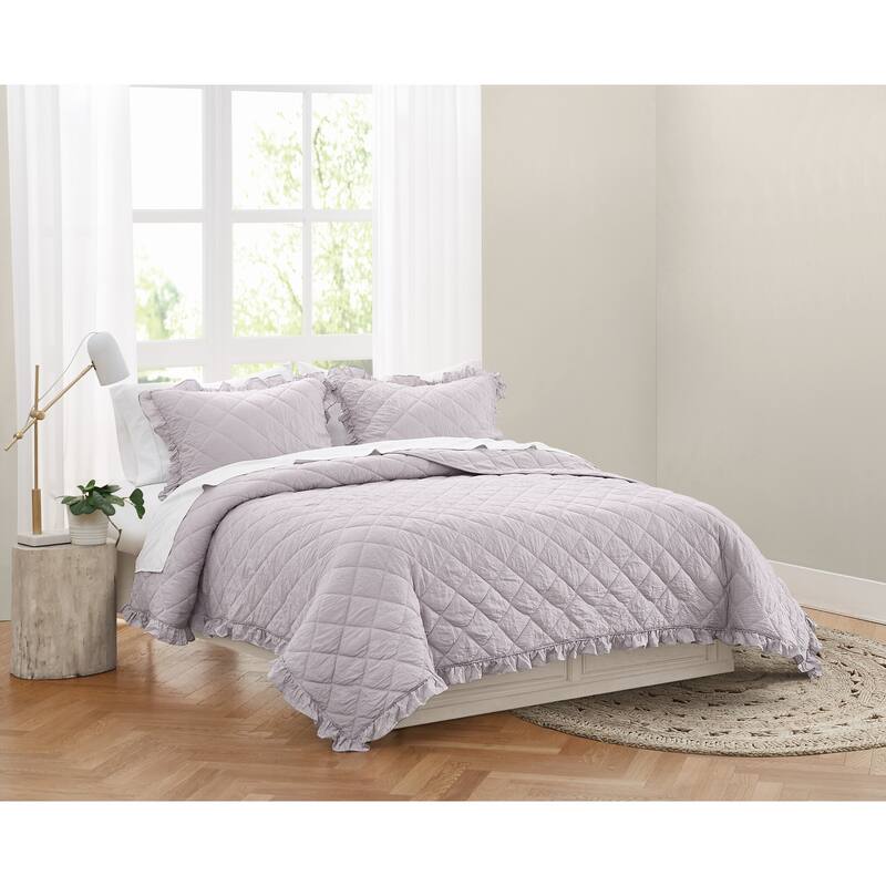 Truly Soft Crinkle Ruffle 3 Piece Quilt Set