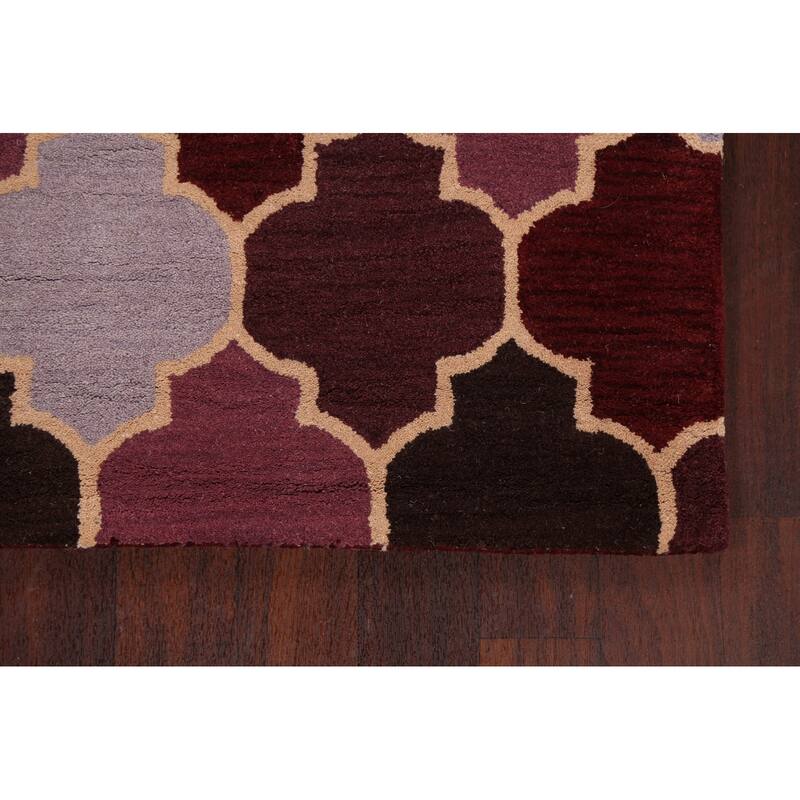 Modern Geometric Trellis Oriental Area Rug Hand-tufted Wool Carpet - 3'0" x 5'0"