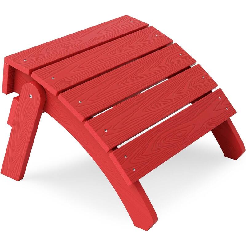 WINSOON Adirondack Ottoman,Folding Adirondack Foot Rest - Red
