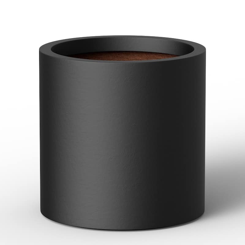 Concrete Tall Round Pot Cylindrical Flower Planter with Drainage Hole