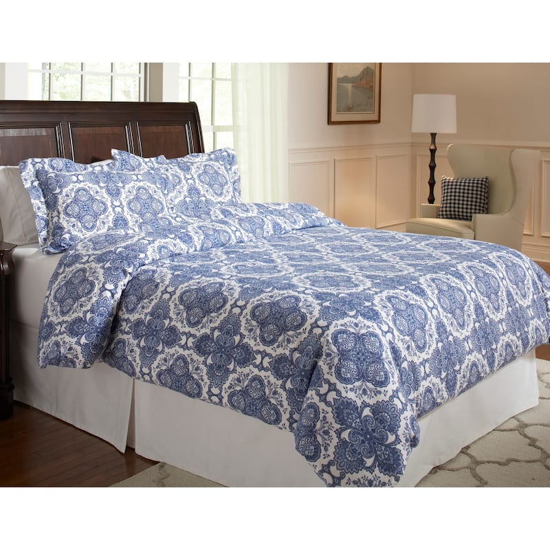 Pointehaven 200 GSM Alpine Print Superior Flannel Super Soft Cotton Oversized Duvet Sets - Twin - Twin XL