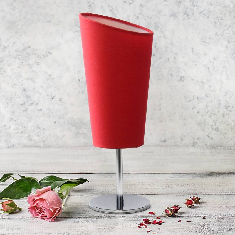 Metal Table Lamp with Slanted Shade - 12.5" - Red