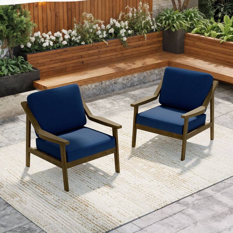 Solid Wood Outdoor Arm Chair Loveseat with Cushion