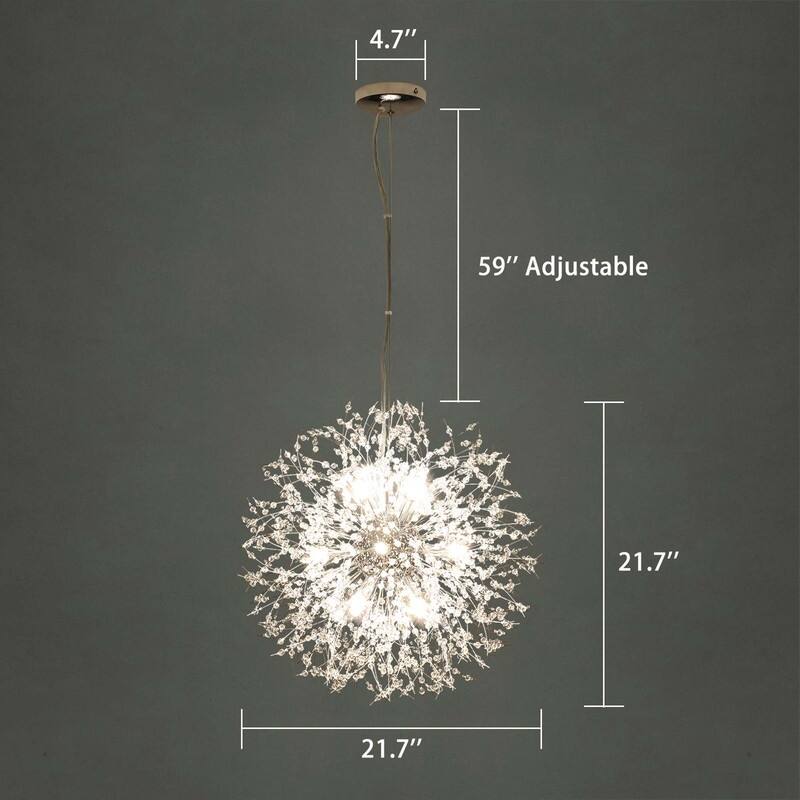 8/9/12/16-Light Modern Linear Sputnik Globe Pendant Starburst Firework Crystal Chandelier