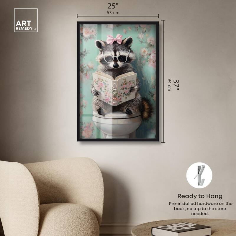 Petite Floral Toilet Raccoon Shadowbox by Art Remedy