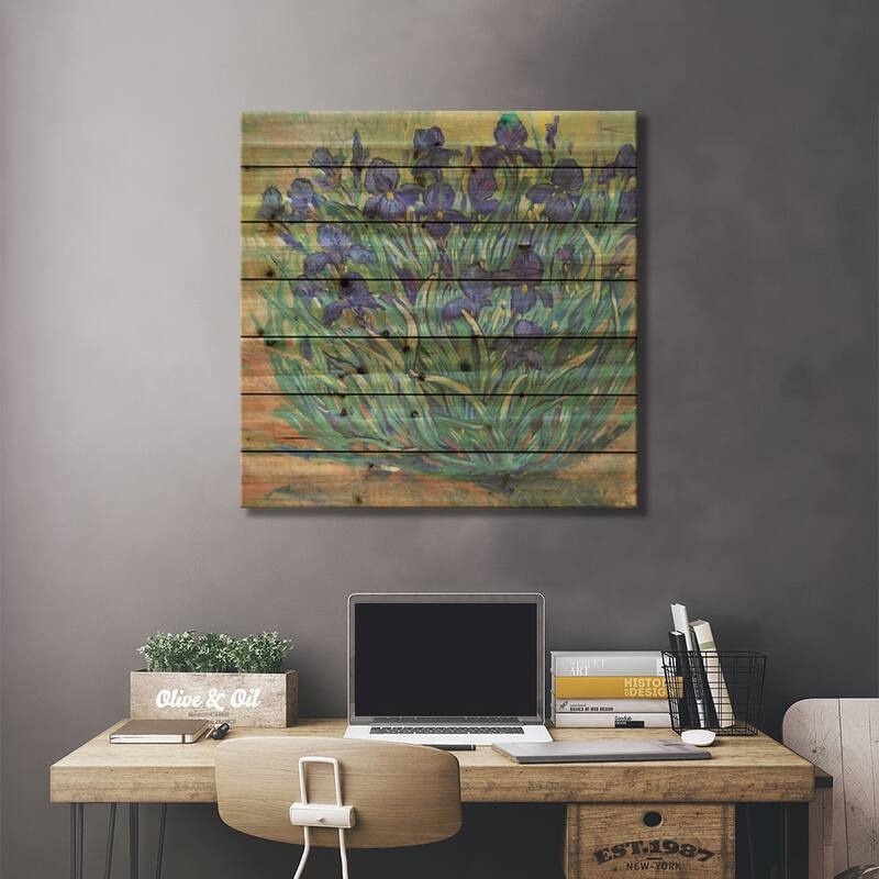 Irises in Bloom I Print On Wood by Tim OToole - Multi-Color