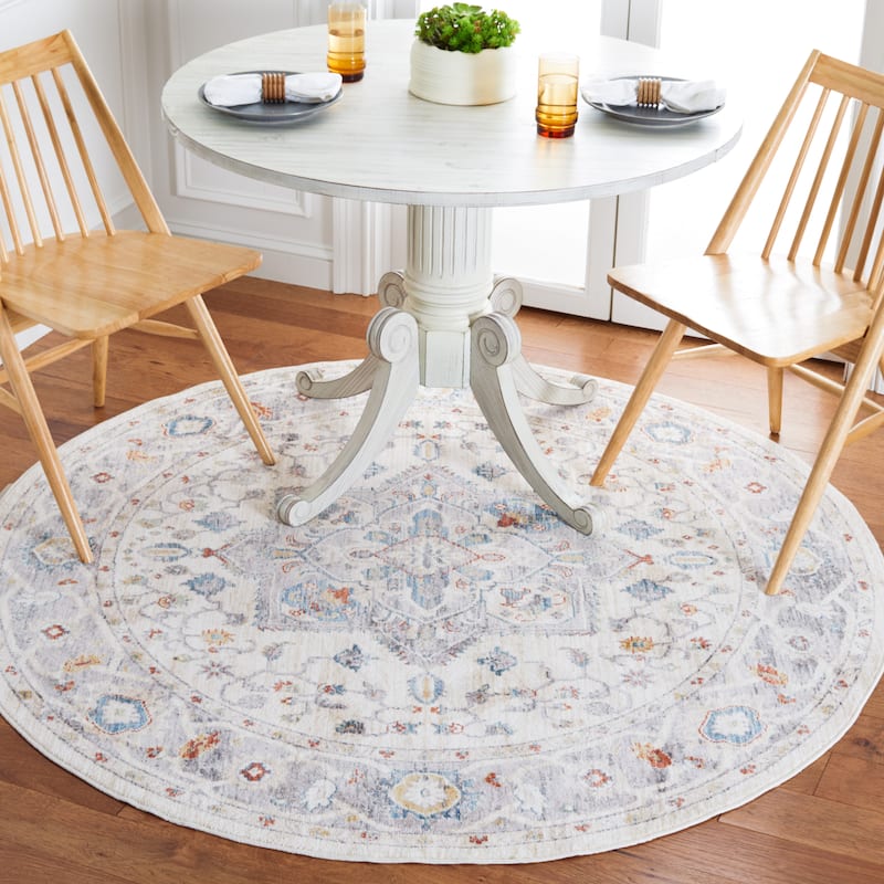 SAFAVIEH Olympia Oketa Abstract Rug - 6' Round - Grey/Ivory