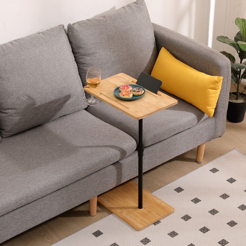 Bamboo Couch Tray Table Height Adjustable