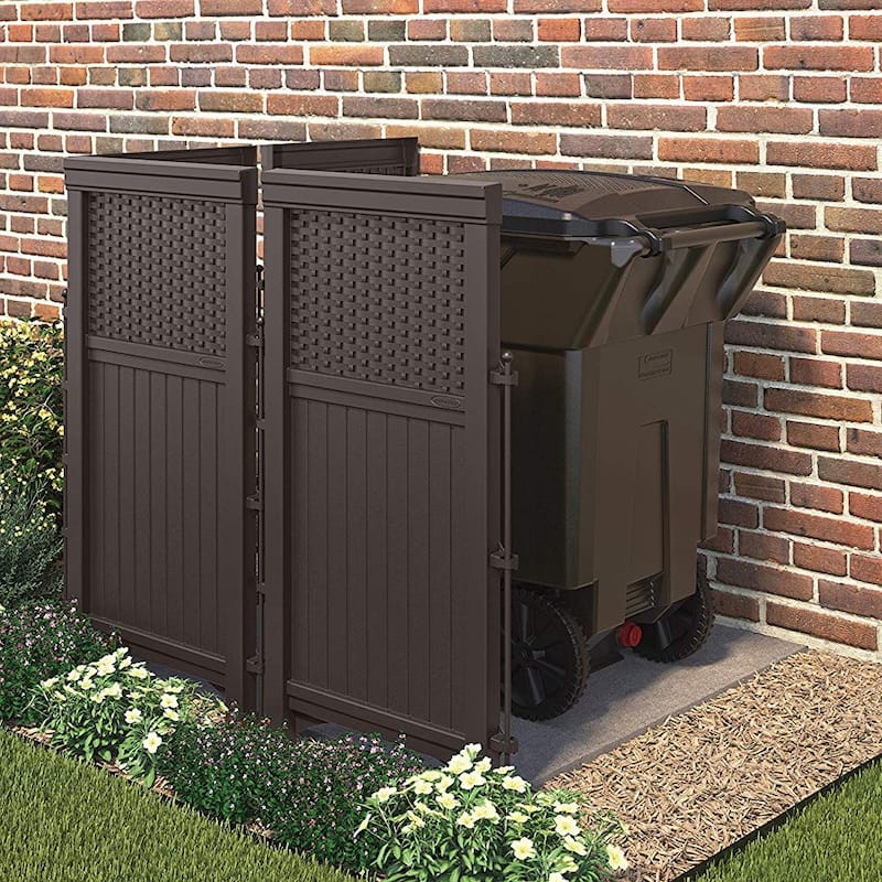 Suncast Backyard Patio Screen Gate w/ Backyard Patio Wicker Resin Storage Box - 26