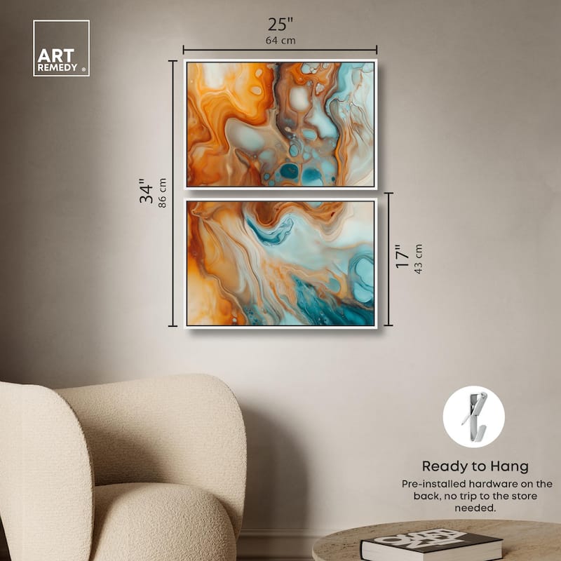 Marbled Flow Canvas Set of 2 by Art Remedy