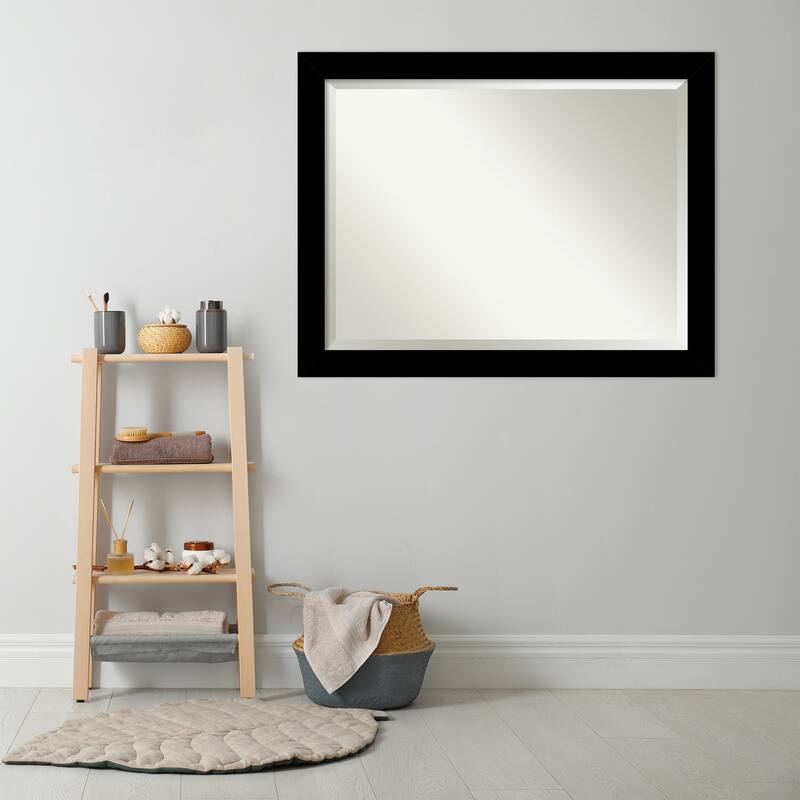 Basic Beveled Wood Framed Bathroom Vanity Wall Mirror